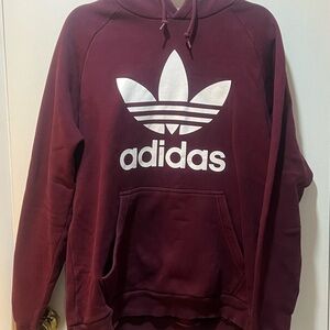 Adidas Men's Maroon Hoodie with White Logo